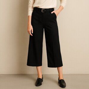 RED Valentino High-Waist Belted Wide Leg Cropped Trousers Culottes Black IT 36